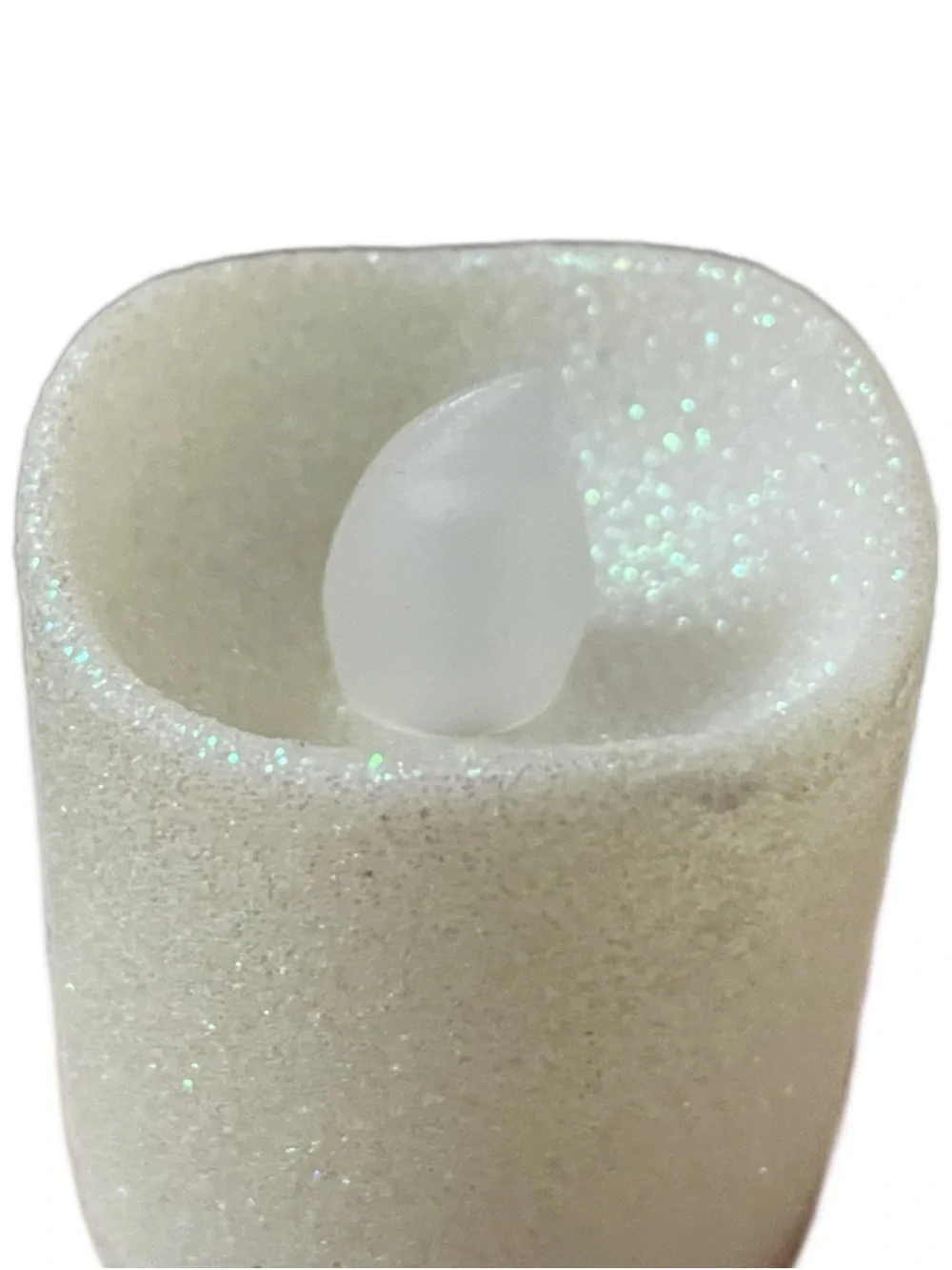 Rustic White Metal Lantern Pair with Glittery LED Candles